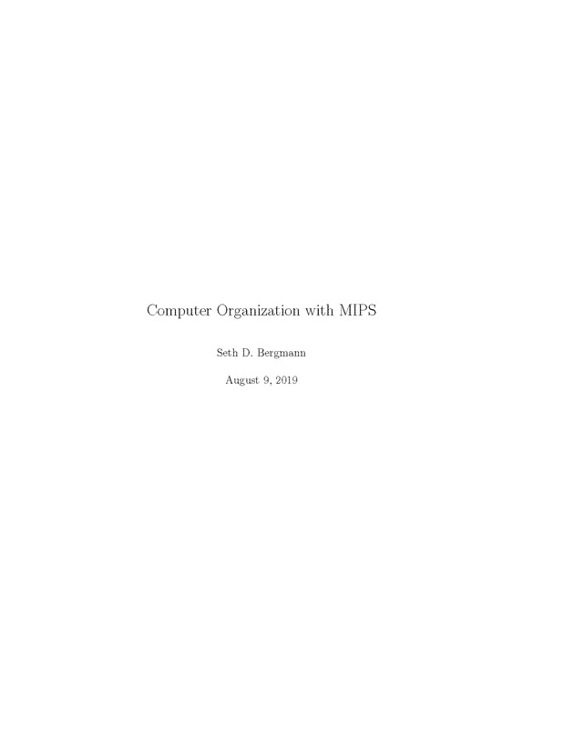 Computer Organization with MIPS - Title Page 1